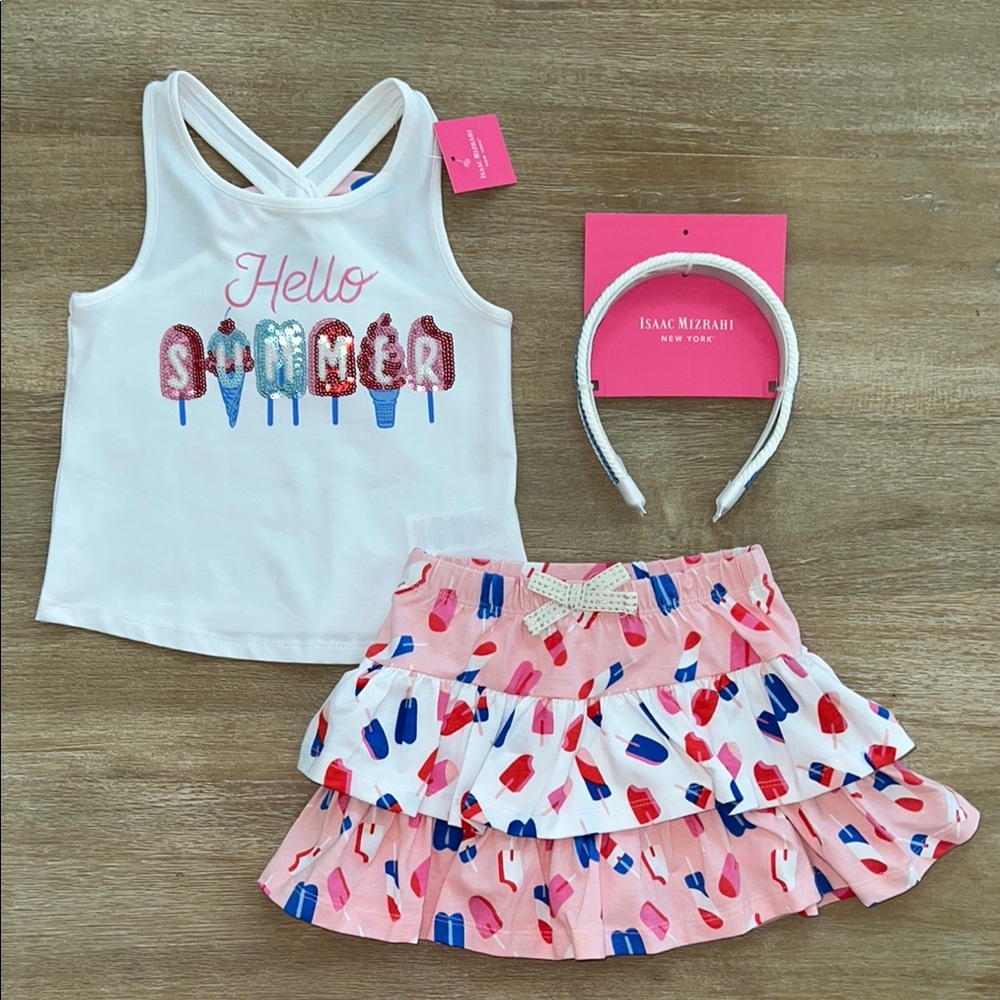 Isaac Mizrahi Girl Summer Americana 3 Piece Matching Set 4-5 years 4T 5T 4th